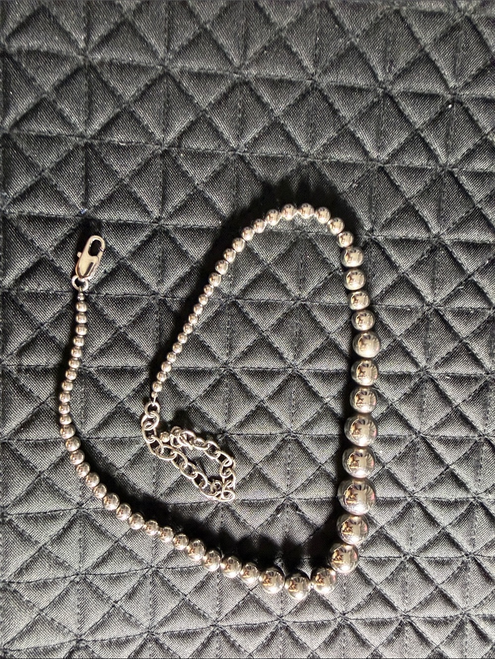 Sterling Silver Beaded Necklace - Polished Silver Finish